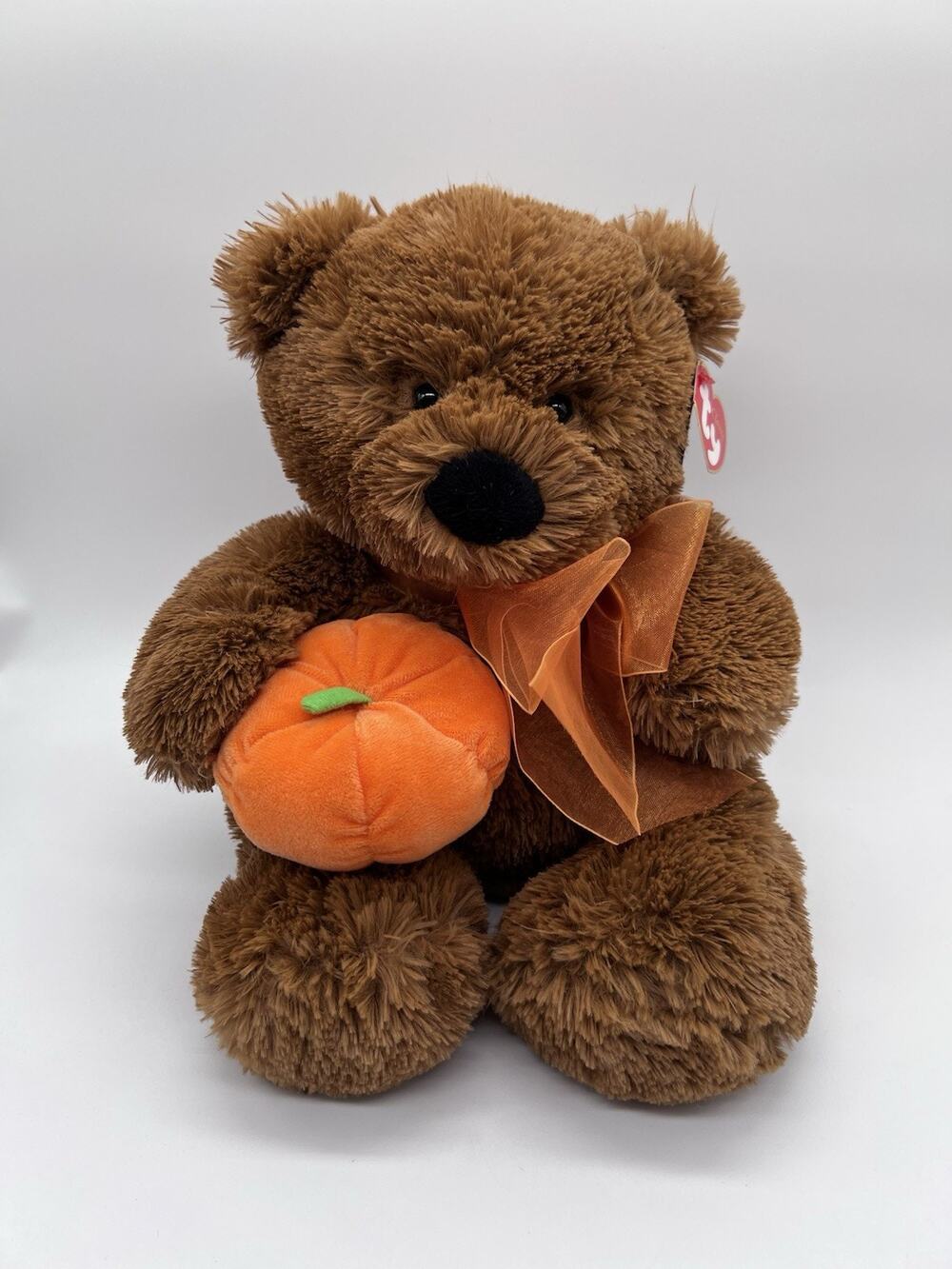 TY Classic SOFT CARVER BROWN TEDDY BEAR W/ PUMPKIN Plush STUFFED ANIMAL 2006